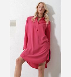 Снимка на Trend Alaçatı Stili Women's Fuchsia Shirt Collar Half Pop Long Woven Tunic