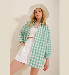 Снимка на Trend Alaçatı Stili Women's Mint Checked Shirt