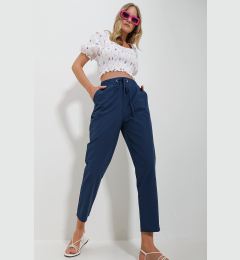 Снимка на Trend Alaçatı Stili Women's Navy Blue Elastic Waist Double Pocket Woven Trousers