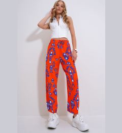 Снимка на Trend Alaçatı Stili Women's Orange Elastic Waist Patterned Woven Viscose Trousers