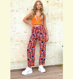 Снимка на Trend Alaçatı Stili Women's Orange Patterned Woven Viscose Pants