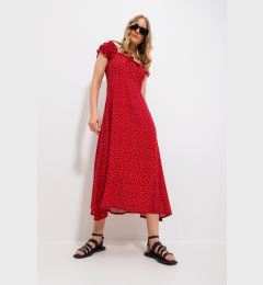 Снимка на Trend Alaçatı Stili Women's Red Square Neck Floral Pattern Woven Dress