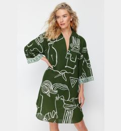 Снимка на Trendyol Abstract Pattern Wide Fit Midi Woven 100% Cotton Beach Dress