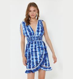 Снимка на Trendyol Abstract Patterned Mini Woven Ruffle Beach Dress