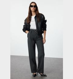 Снимка на Trendyol Anthracite Belted Straight Cut Woven Trousers