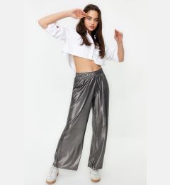 Снимка на Trendyol Anthracite Foil Printed Wide Leg/Wide Cut Stretchy Knitted Trousers