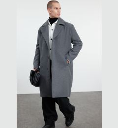 Снимка на Trendyol Anthracite Men's Oversize Fit Winter Wool Blend Winter Cashmere Coat