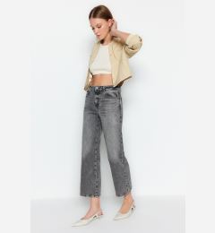 Снимка на Trendyol Anthracite Normal Waist Crop Straight Jeans