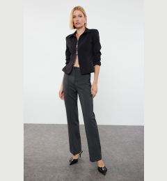 Снимка на Trendyol Anthracite Ribbed Detailed Straight Cut Woven Trousers