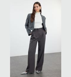 Снимка на Trendyol Anthracite Striped Normal Waist Wide Leg/Wide Leg Woven Trousers