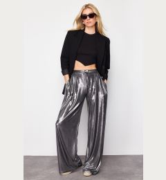 Снимка на Trendyol Anthracite Wide Leg Shiny Woven Trousers