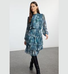 Снимка на Trendyol Aqua Green Floral Flounce Chiffon Lined Woven Winter Dress