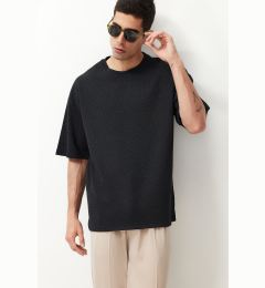 Снимка на Trendyol Basic Anthracite Oversize/Wide Cut Textured Waffle Short Sleeve T-Shirt