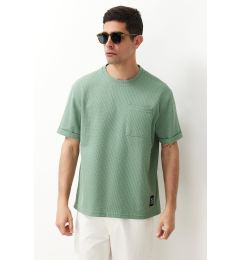 Снимка на Trendyol Basic Mint Relaxed/Relaxed Cut Textured Waffle Pocket Labeled Short Sleeve T-Shirt