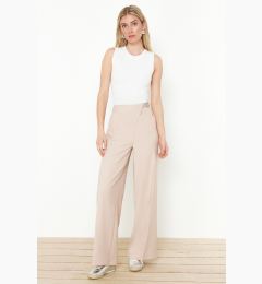 Снимка на Trendyol Beige Belted Wide Leg Woven Trousers with Iron Traces