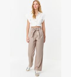 Снимка на Trendyol Beige Carrot Pattern Belted Woven Trousers