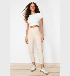 Снимка на Trendyol Beige Cigarette Ribbed Waist Detailed Woven Trousers