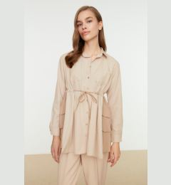 Снимка на Trendyol Beige Color Block Fastening and Pocket Detail Woven Shirt