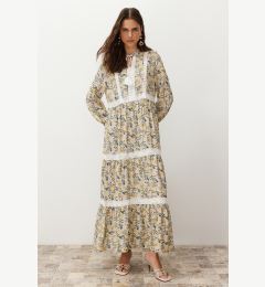 Снимка на Trendyol Beige Floral Embroidery / Guipure Detailed Woven Dress