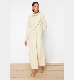 Снимка на Trendyol Beige Front Knot and Zipper Detailed Woven Dress