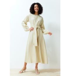 Снимка на Trendyol Beige Front Tie Woven Unlined Dress