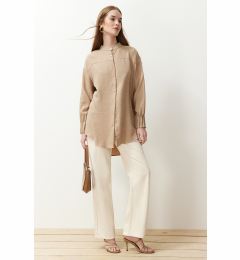 Снимка на Trendyol Beige Linen Aerobin Oversize Woven Shirt