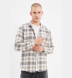 Снимка на Trendyol Beige Men's Regular Fit Winter Lumberjack Checkered Shirt