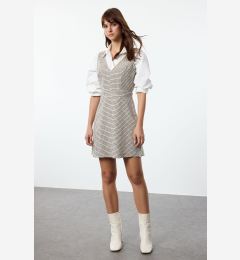 Снимка на Trendyol Beige Plaid / Checked Gilet Mini Woven Dress