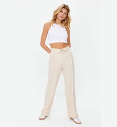 Снимка на Trendyol Beige Roll Up Detail Wide Leg Woven Trousers