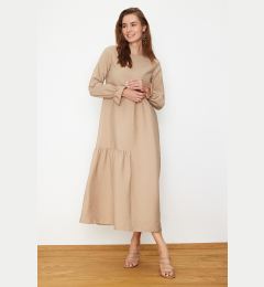 Снимка на Trendyol Beige Sleeve Detailed Plain Woven Dress