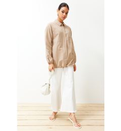 Снимка на Trendyol Beige Stopper Detailed Woven Shirt