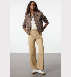 Снимка на Trendyol Beige Straight Cut Elastic Waist Woven Trousers