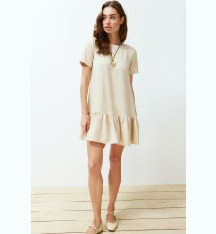 Снимка на Trendyol Beige Straight Cut Skirt Flounce Mini Woven Dress