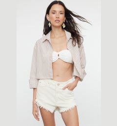 Снимка на Trendyol Beige Striped Crop Woven Backless Linen Look Shirt