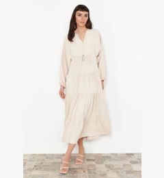 Снимка на Trendyol Beige Tassel Tie Detailed Woven Dress