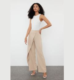 Снимка на Trendyol Beige Wide Leg Woven Trousers with Cross Closure Detail