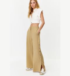 Снимка на Trendyol Beige Wide Leg Woven Trousers with Side Buttons