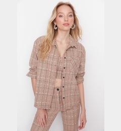 Снимка на Trendyol Beige Woven Tweed Shirt with Pocket