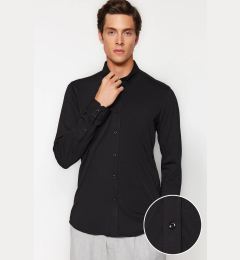 Снимка на Trendyol Black 100% Cotton Slim Fit Comfortable Flexible Button-down Collar Basic Shirt