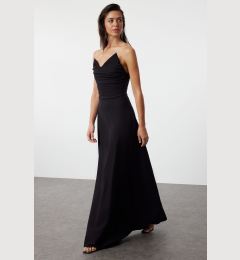 Снимка на Trendyol Black A-Cut Woven Long Evening Evening Dress