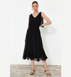 Снимка на Trendyol Black A-Line Elastic Waist Chiffon Lined Maxi Woven Dress