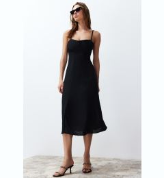 Снимка на Trendyol Black A-line Midi Strap Woven Dress