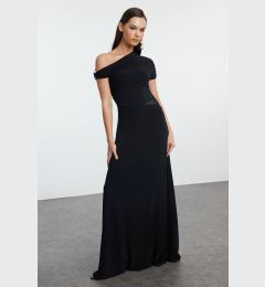 Снимка на Trendyol Black A-Line Plain Regular Knitted Elegant Evening & Graduation Dress