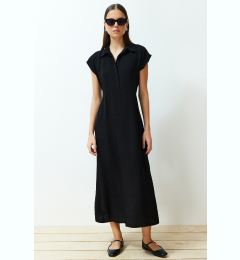 Снимка на Trendyol Black A-line Shirt Collar Aerobin Maxi Woven Dress