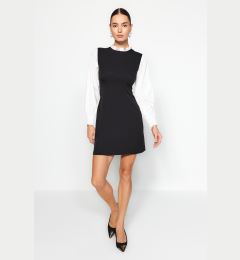 Снимка на Trendyol Black A-Line Shirt Detailed Mini Woven Dress