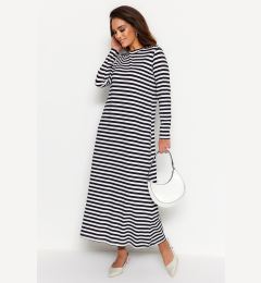 Снимка на Trendyol Black and White Shoulder Button Detailed Knitted Striped Dress