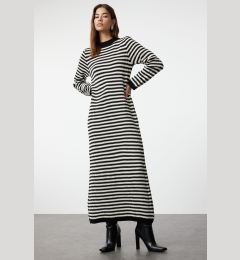 Снимка на Trendyol Black and White Striped Long Knitwear Dress