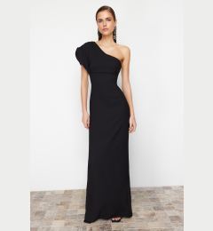 Снимка на Trendyol Black Asymmetrical Collar Woven Long Evening Dress