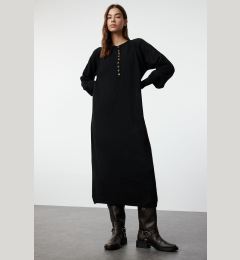 Снимка на Trendyol Black Balloon Sleeve Soft Textured Knitwear Dress