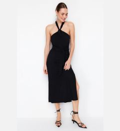 Снимка на Trendyol Black Belted A-Line Halterneck Midi Woven Dress